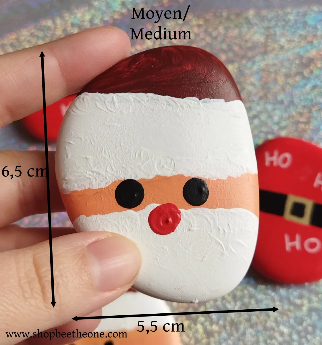 Galet peint Décoration de Noël "Père Noël" - plusieurs tailles et motifs - par Bee the One – Image 7